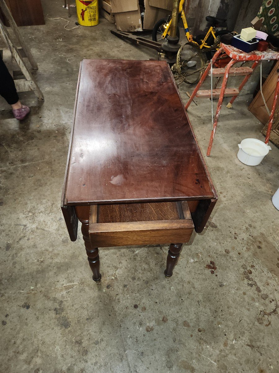 Charles X Period Solid Mahogany Coffee Table With Shutters -photo-3