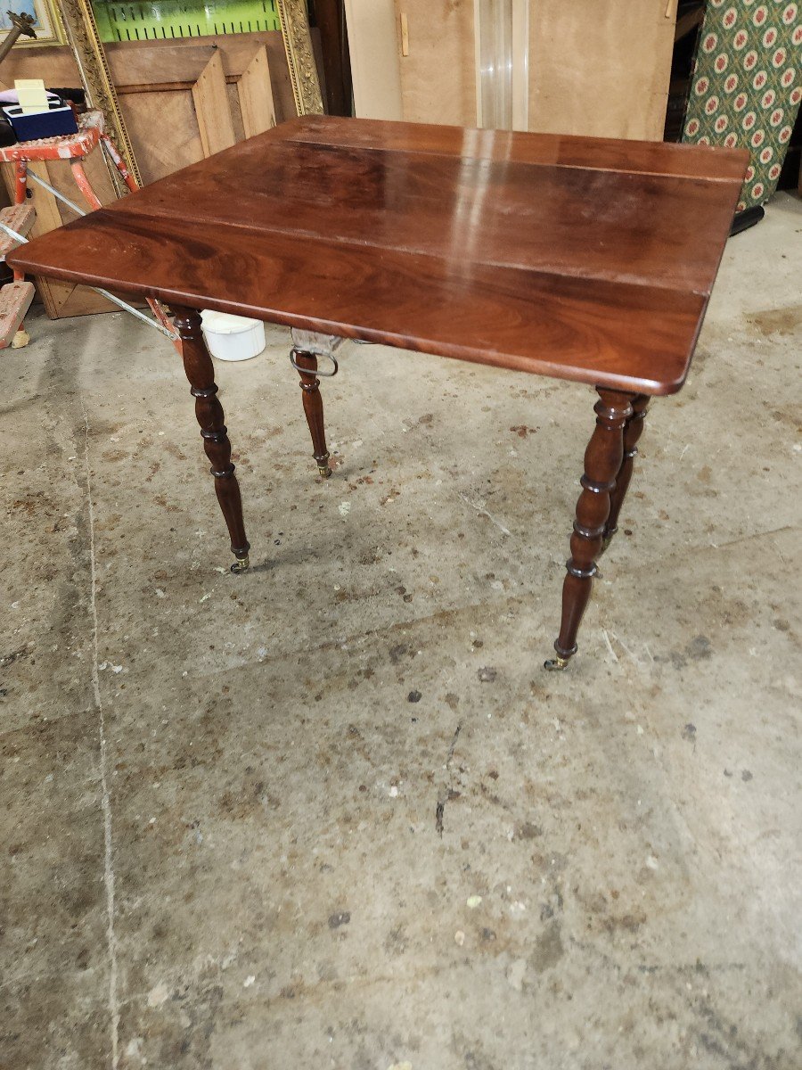 Charles X Period Solid Mahogany Coffee Table With Shutters -photo-4