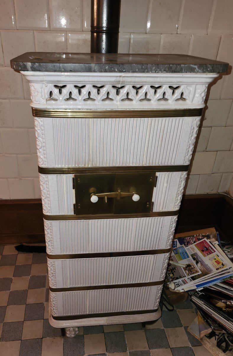 Rectangular White Earthenware Oven From The Second Part Of The 19th Century 