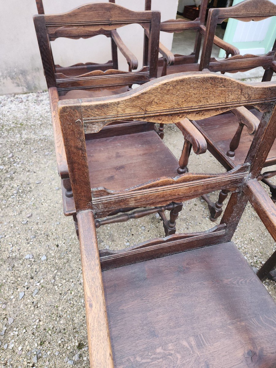 Set Of 6 Oak Armchairs, Early 20th Century -photo-1