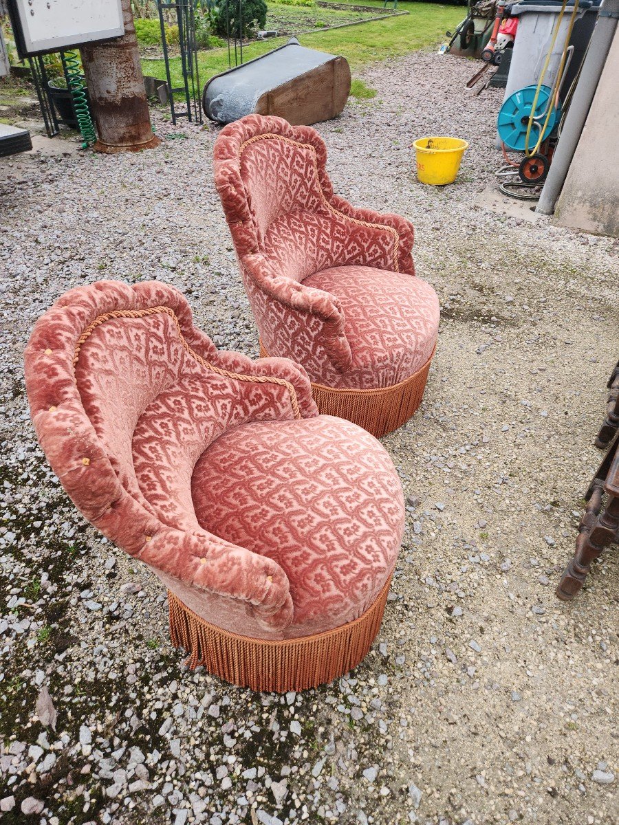 Paire De Fauteuils Crapaud d'époque Napoléon III -photo-3