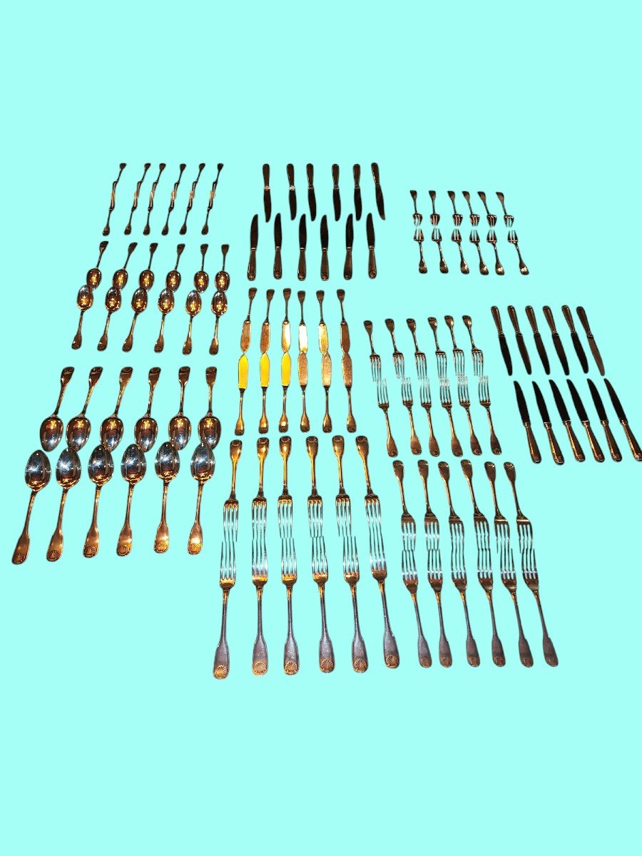 Art Deco Cristofle Vendôme Model 120 Piece Cutlery Set -photo-2