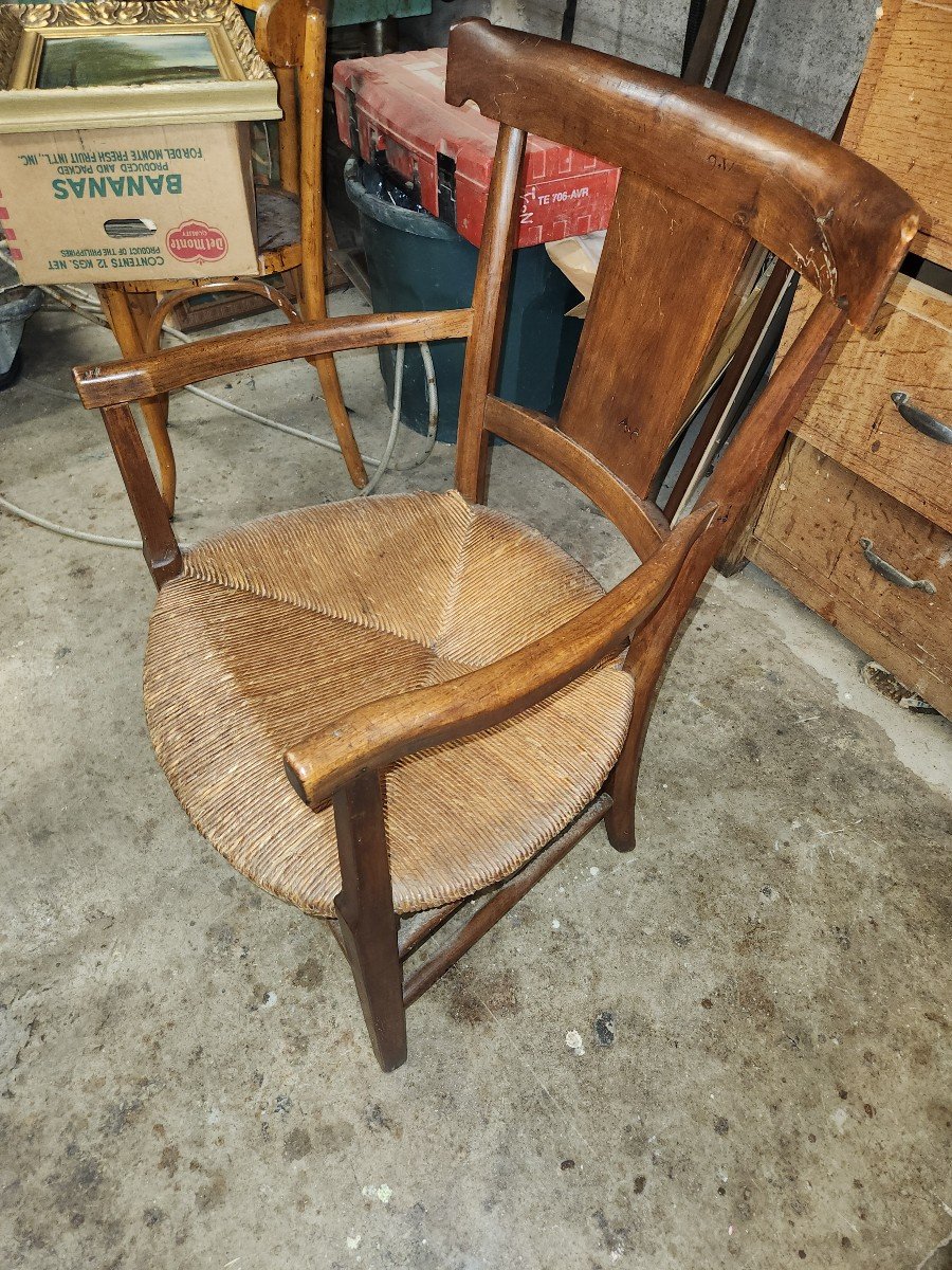 Fauteuil Restauration En Fruitier Avec Assise Paillee-photo-3