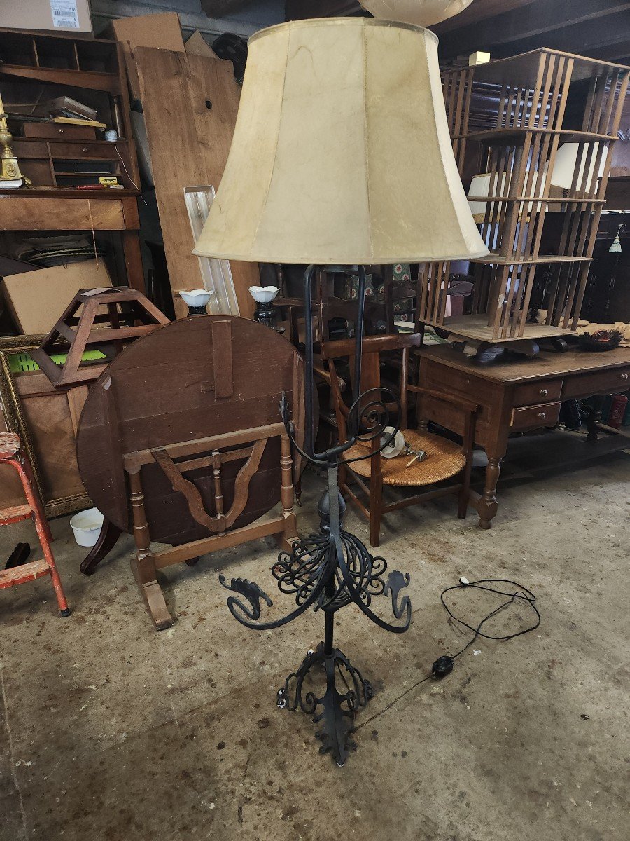 60s Wrought Iron Floor Lamp Brutalist Art -photo-2