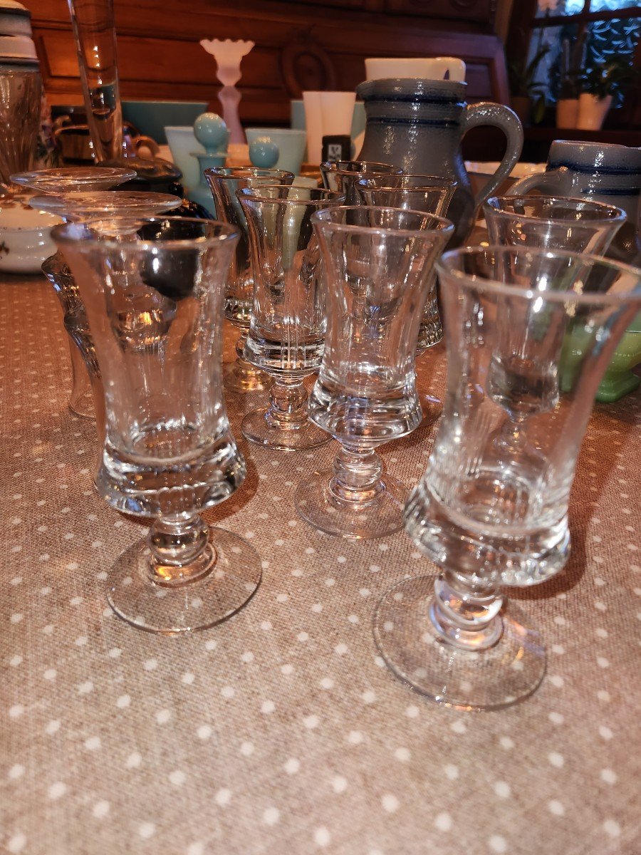 10 19th Century Glass Absinthe Glasses-photo-3