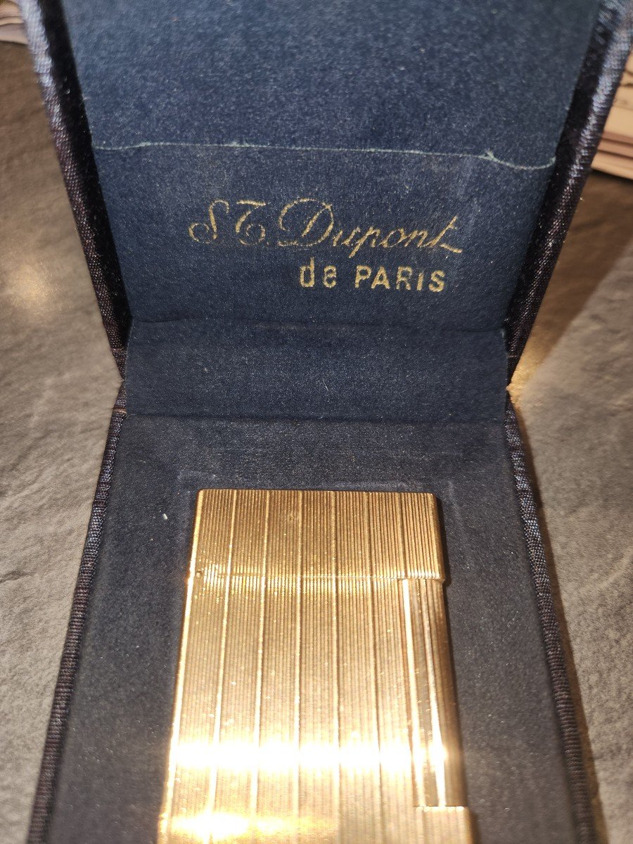 Gold Plated Dupont Lighter In Its Case D3s 60s-photo-2