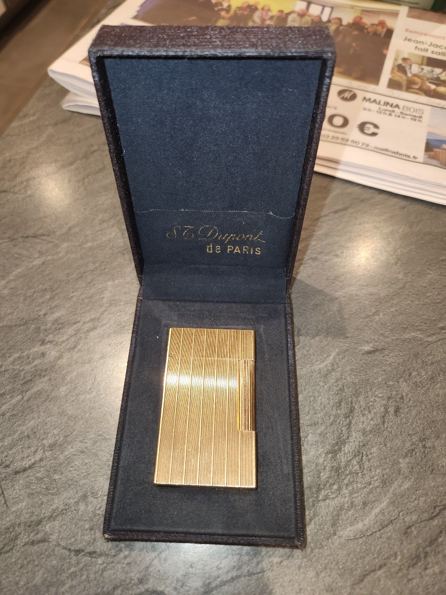 Gold Plated Dupont Lighter In Its Case D3s 60s-photo-3