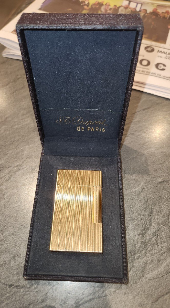 Gold Plated Dupont Lighter In Its Case D3s 60s