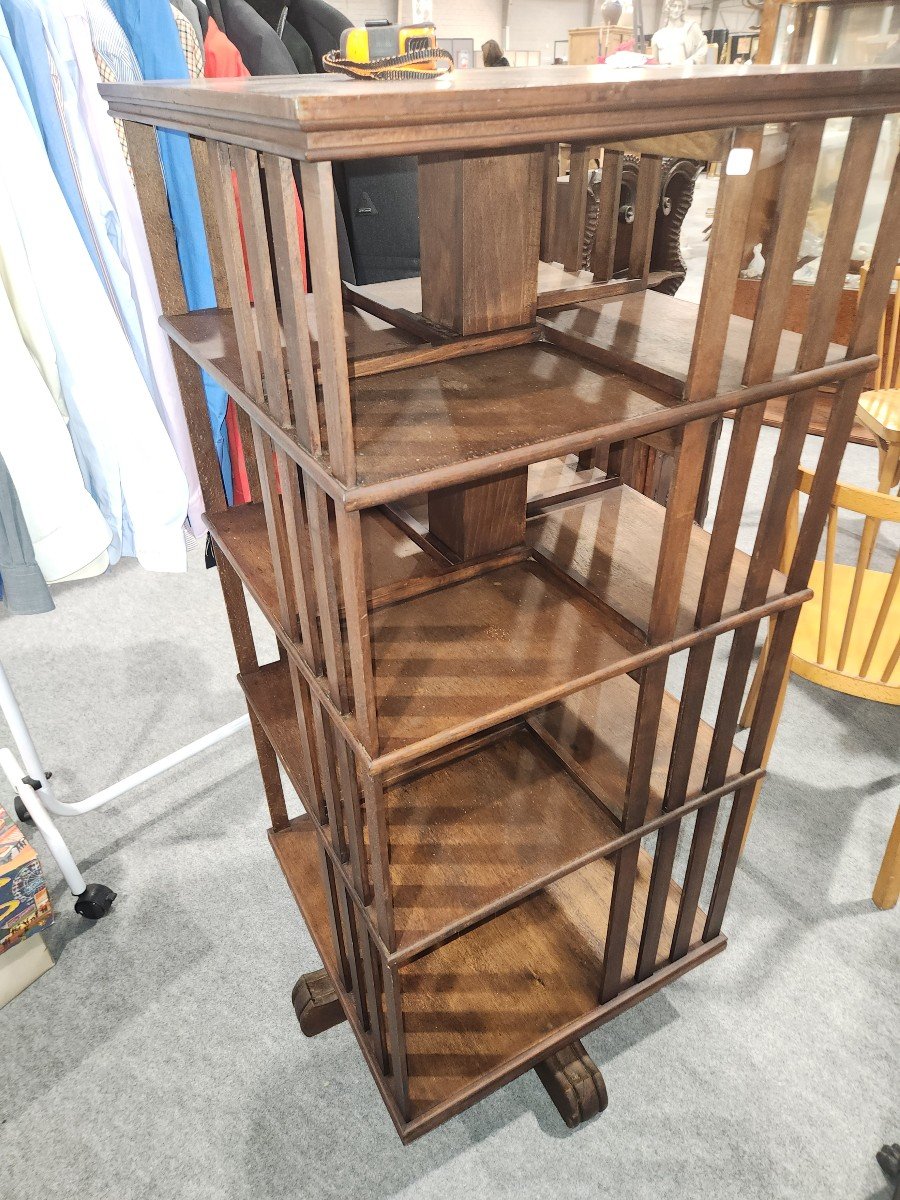 Early 20th Century Oak Revolving Bookcase -photo-3