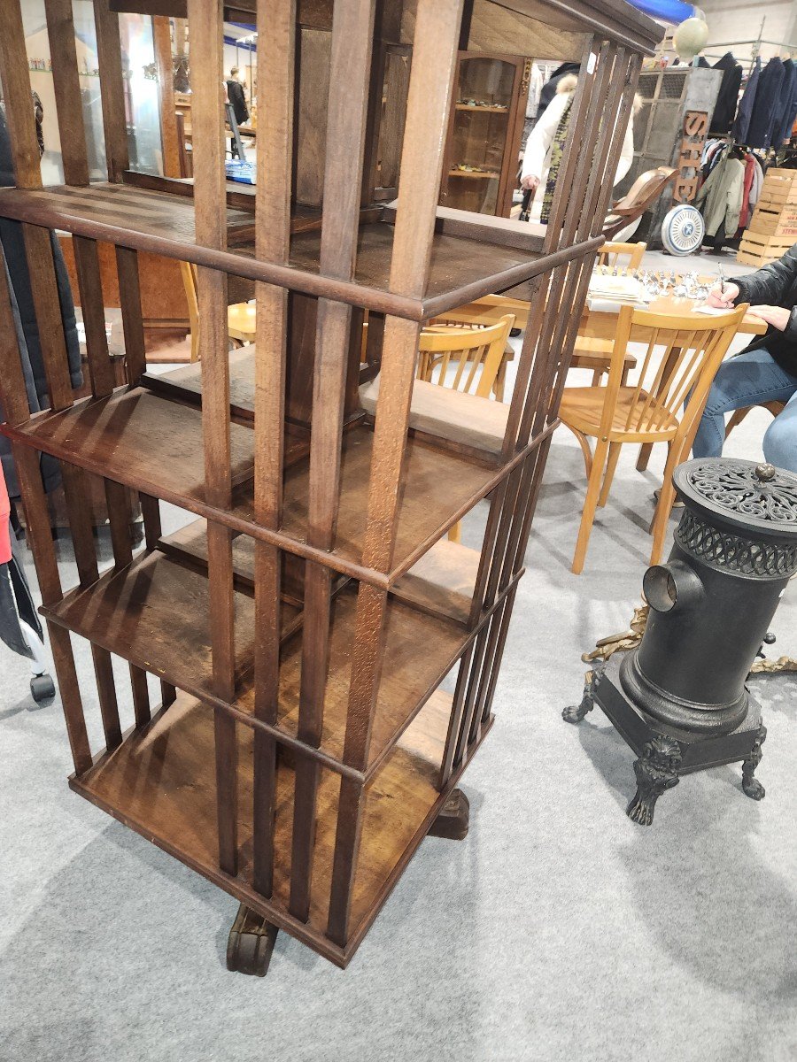 Early 20th Century Oak Revolving Bookcase -photo-4