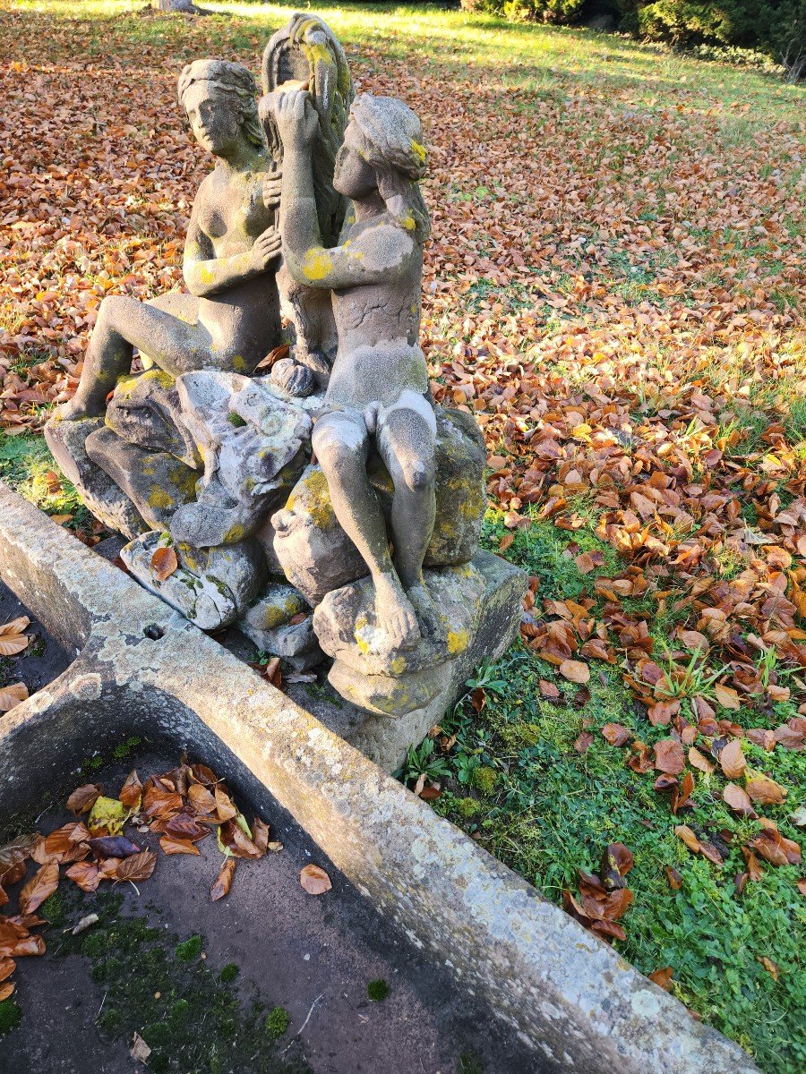 Sculpted Stone In Pink Sandstone From An Alsatian Residence -photo-3