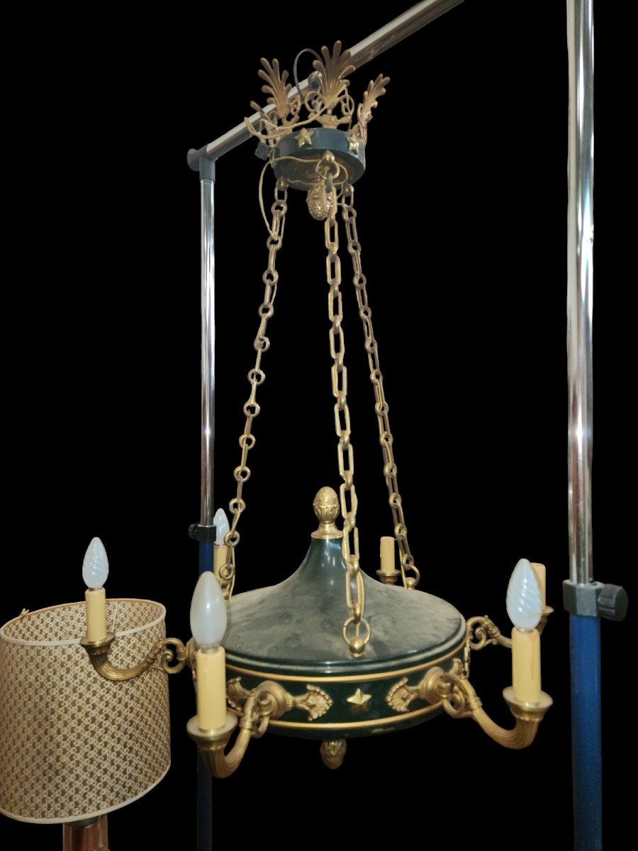 Empire Style Chandelier Circa 1920/1930 With 6 Light Arms -photo-3