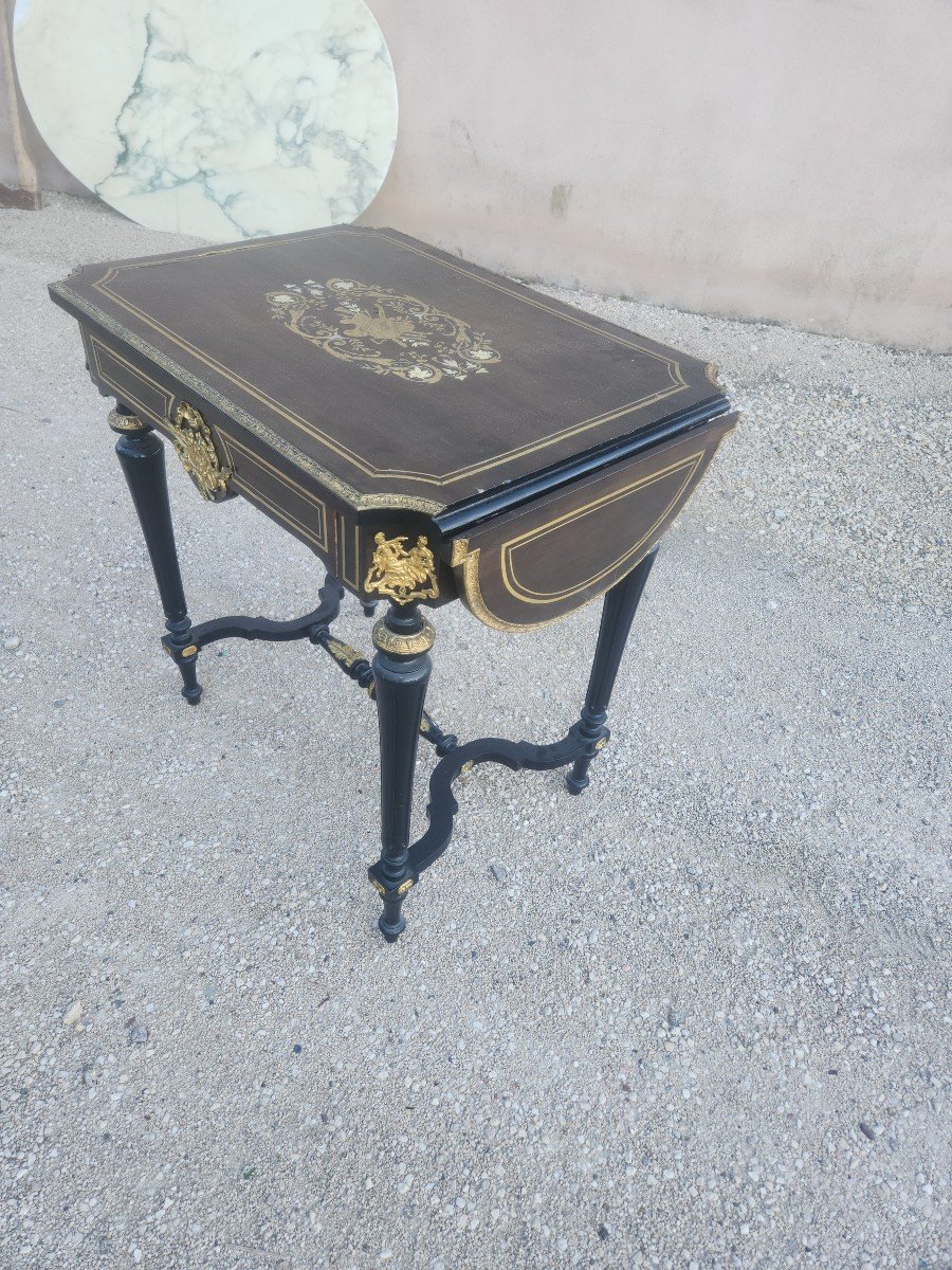 Napoleon III Table With Musical Instrument Decor And Very Richly Decorated With Bronze-photo-3