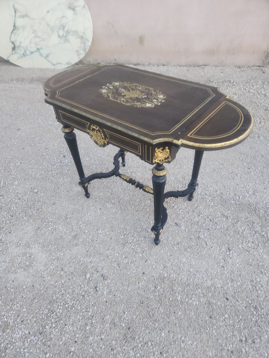 Napoleon III Table With Musical Instrument Decor And Very Richly Decorated With Bronze-photo-3