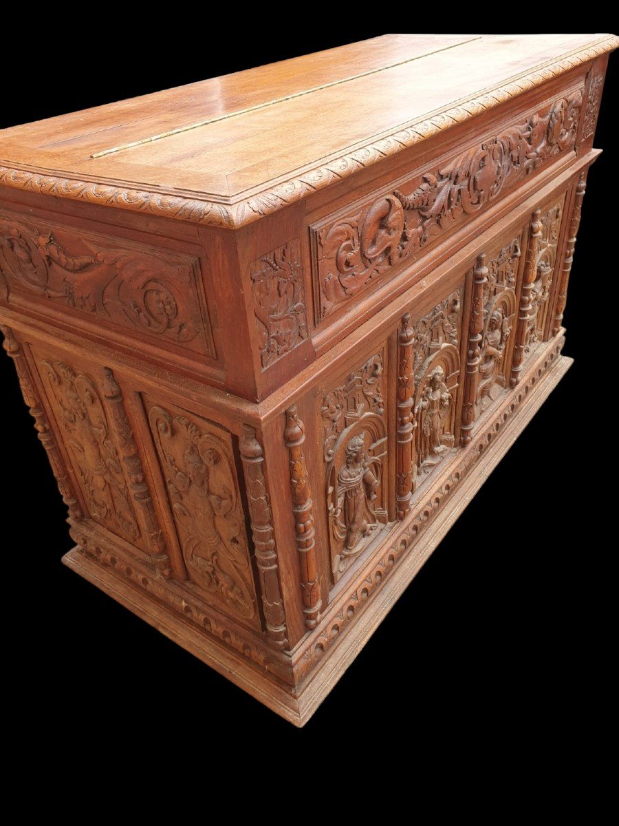 Highly Carved Counter From The Late 19th Century Serving As A Reception Counter In A Relais Château 