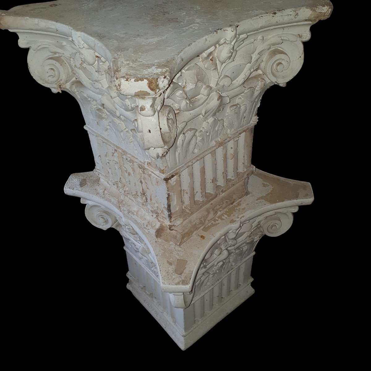 Pair Of Corinthian Stucco Capitals From The 1960s