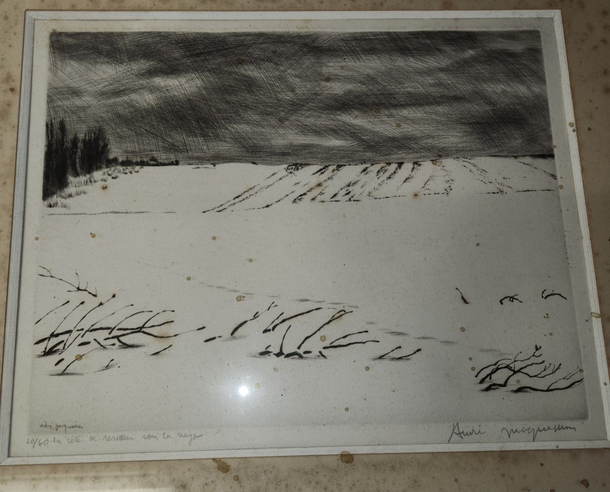 Lithographie De Andre Jacquemin Route De Serveur En Neige