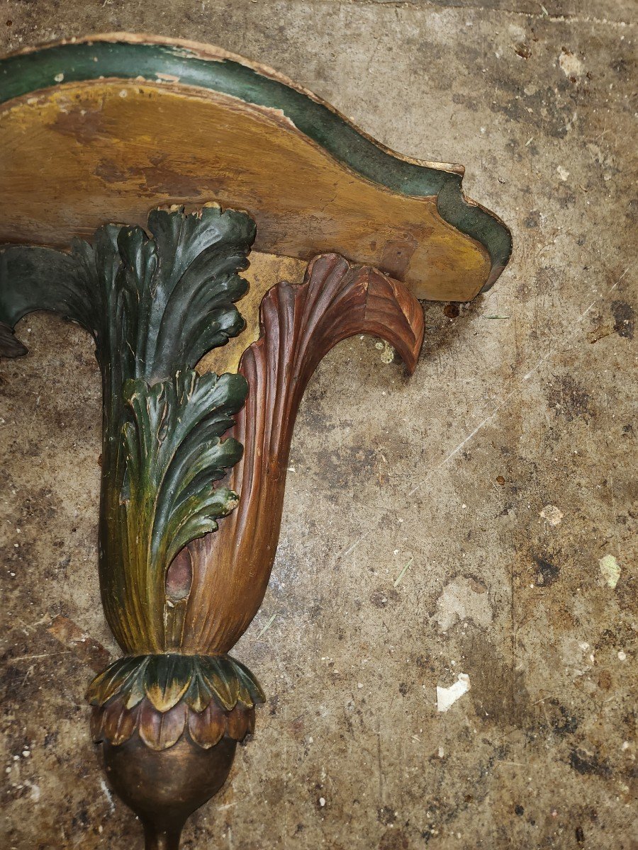 Late 19th Century Italian Wall Console In Polychrome Wood -photo-3