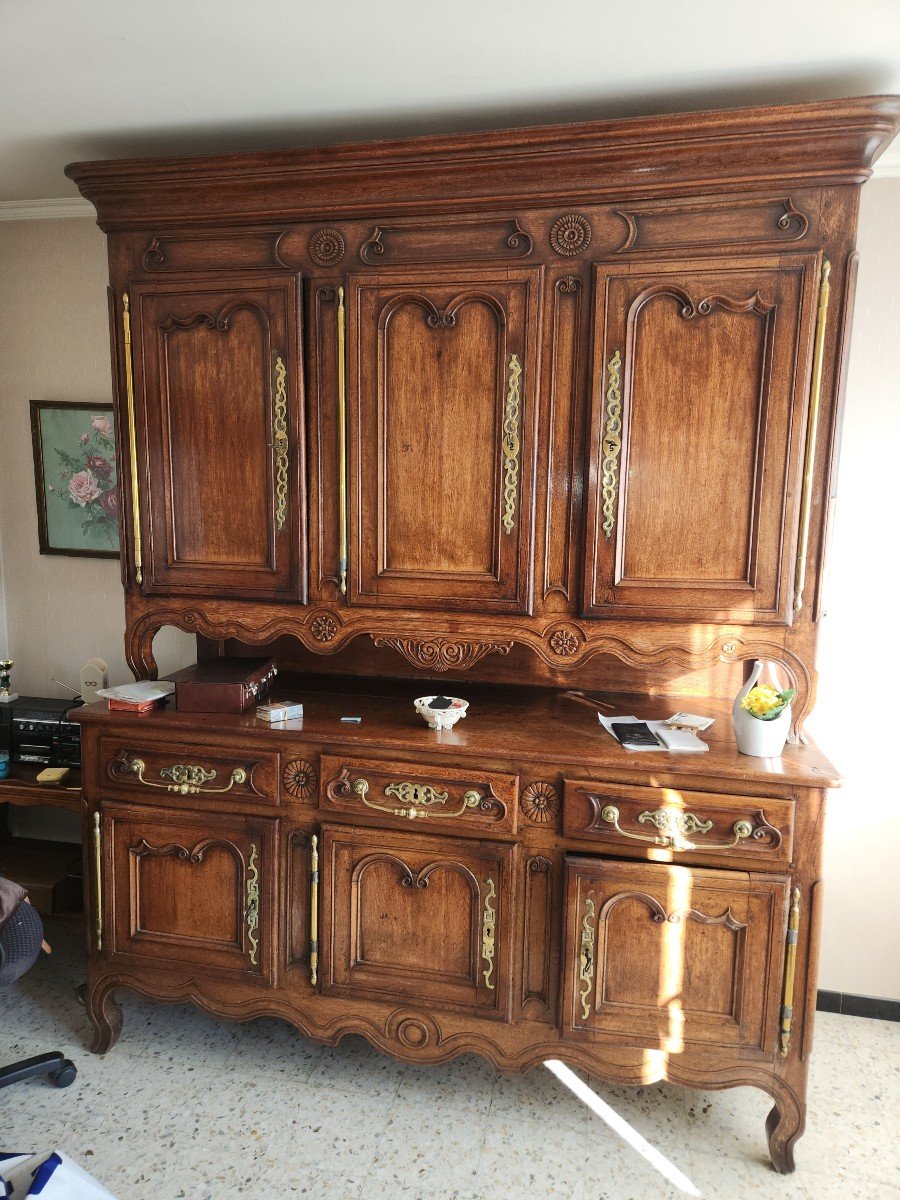 Early 19th Century Lorraine Buffet In Oak With 6 Doors And 3 Drawers -photo-1