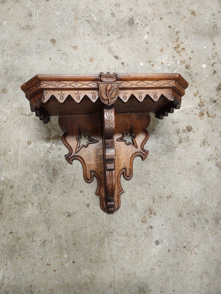 Early 20th Century Wall Console In Beautifully Carved Oak-photo-4