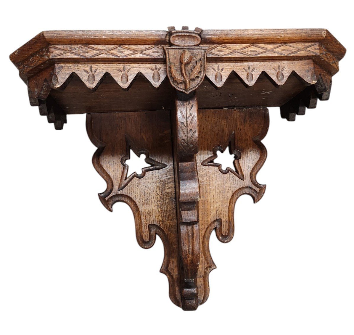 Early 20th Century Wall Console In Beautifully Carved Oak