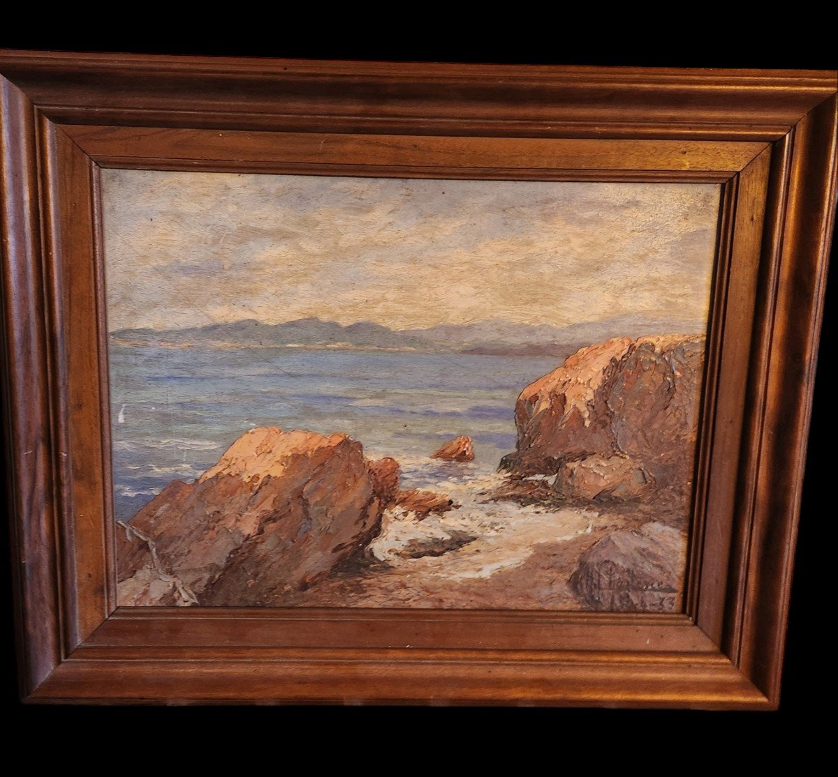 Huile Sur Panneau Représentant Un Bord De Mer Daté 1933 Signé H.chastenet