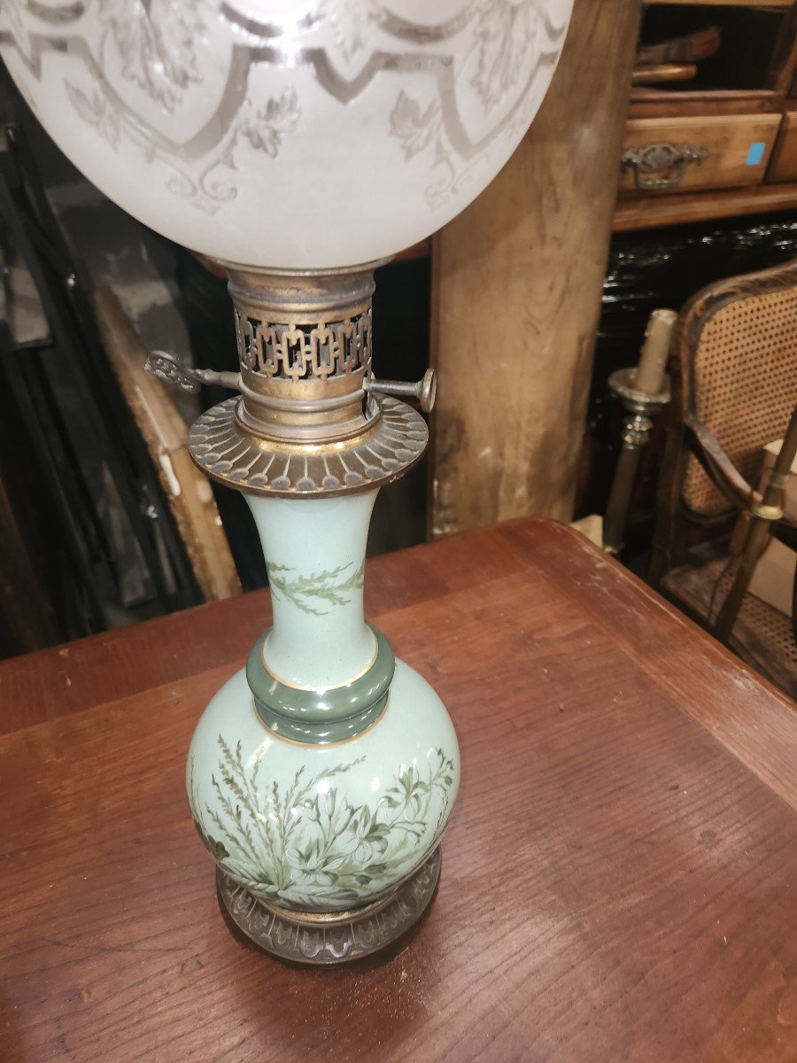 Pair Of 19th Century Porcelain And Bronze Lamps-photo-3