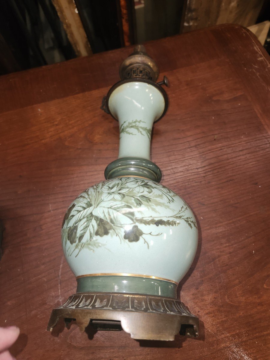 Pair Of 19th Century Porcelain And Bronze Lamps-photo-3