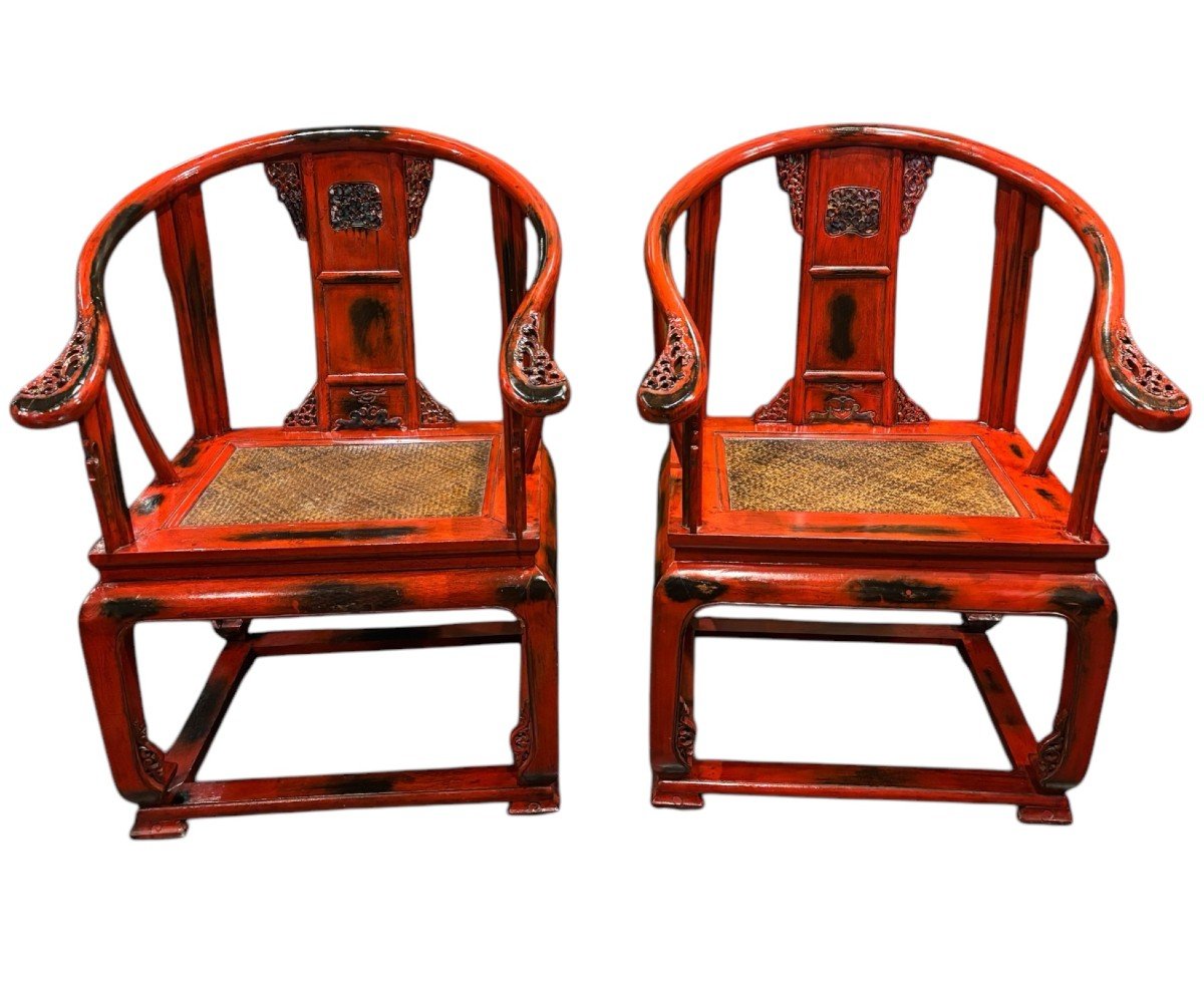 Pair Of Qing Dynasty Armchairs