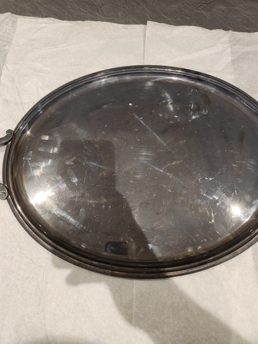 Large Christofle Silver Metal Tray Gallia Collection-photo-3