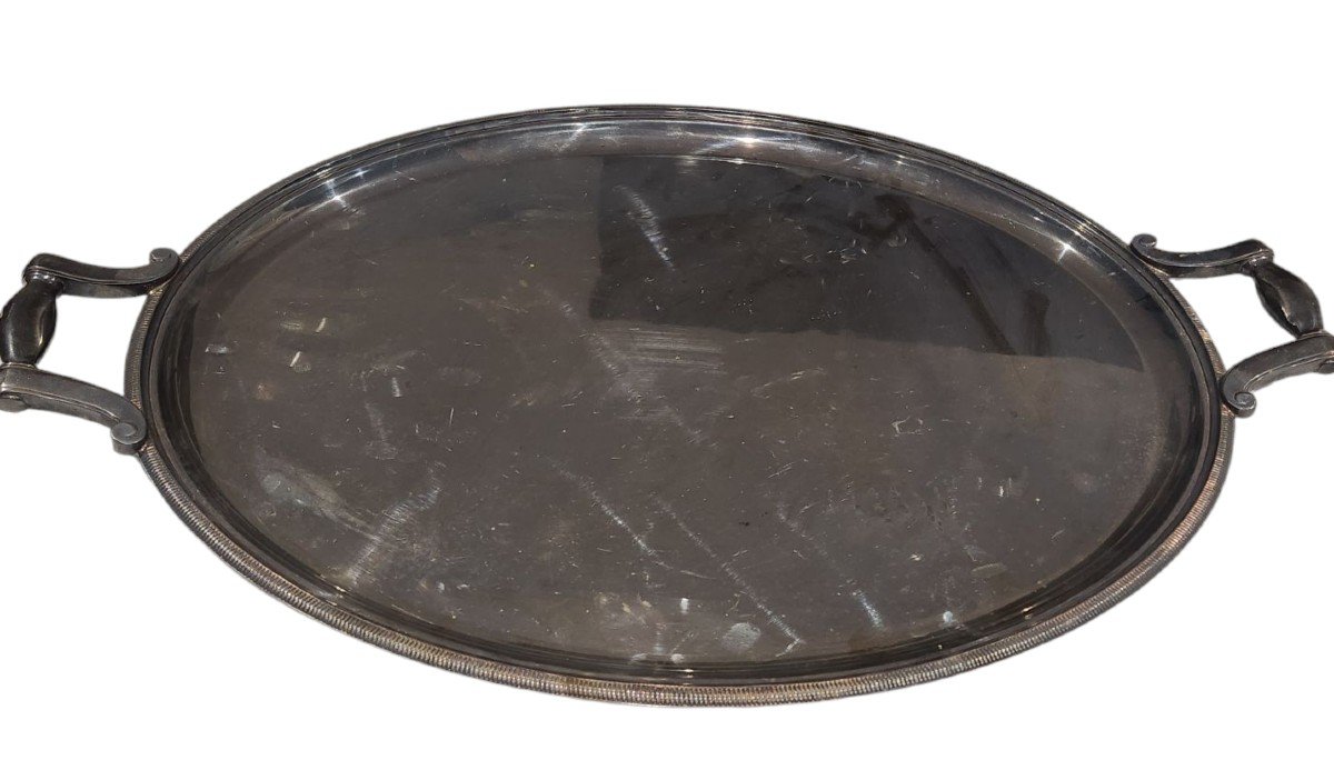 Large Christofle Silver Metal Tray Gallia Collection