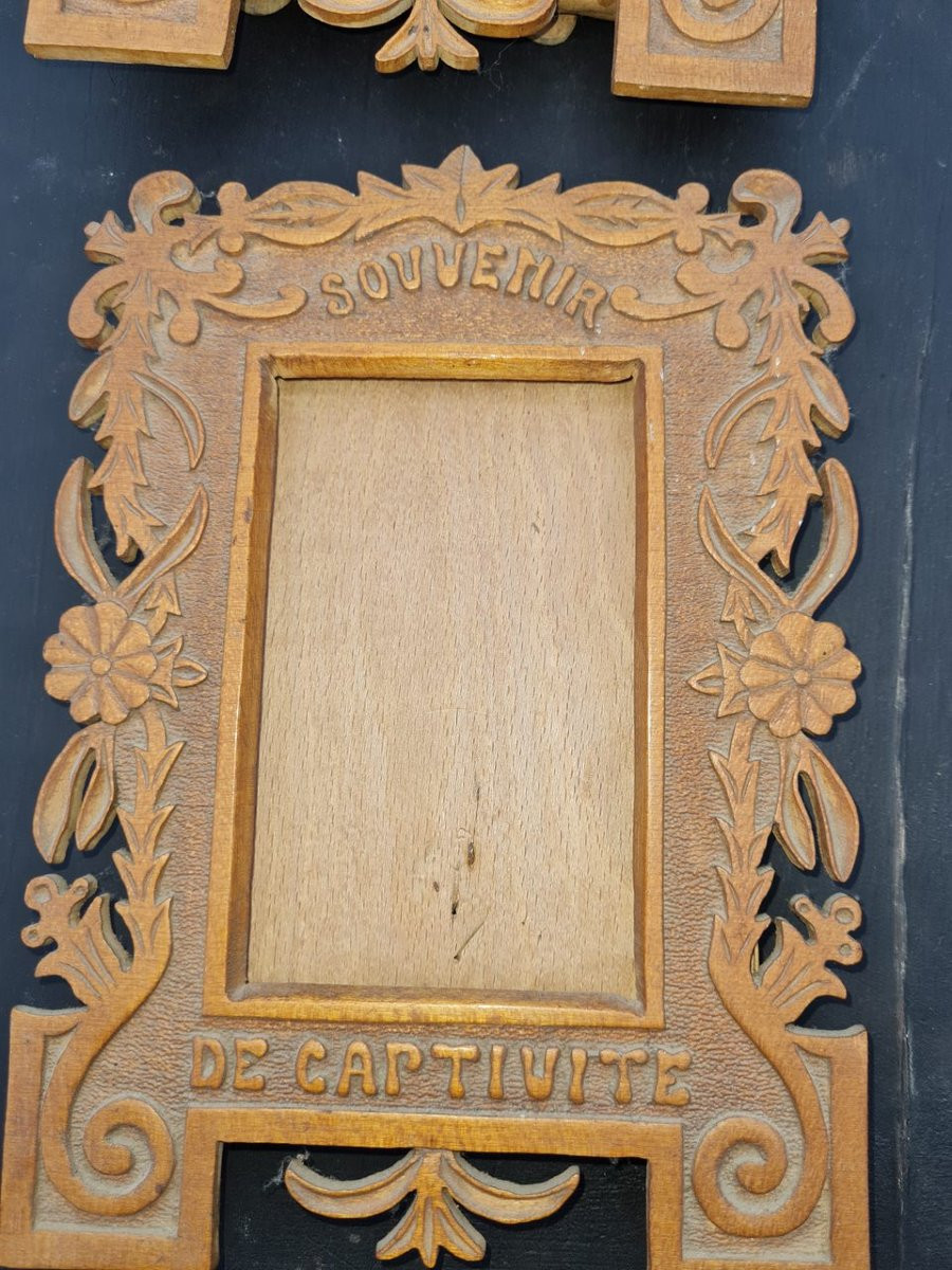 Pair Of Wooden Captivity Souvenir Frames-photo-2