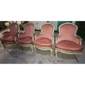 Suite Of 4 Bergeres Louis XVI Style Early 1900