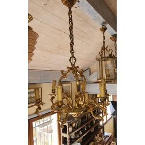 Louis XV Bronze Chandelier With 6 Arms Of Light From The 30s/50s Called Cage Chandelier