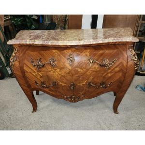 Louis Marquetee Curved Commode From The 30s/50s By Trzs Beautifully Made 
