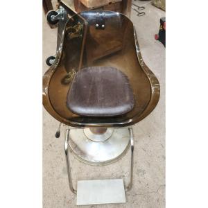 Fauteuil De Coiffeur Des Années 70 Assise En Plexiglas 