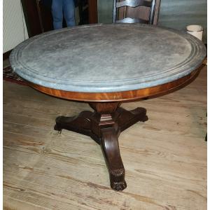 Restoration Gueridon In Mahogany With Grey Marble Top