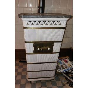 Rectangular White Earthenware Oven From The Second Part Of The 19th Century 