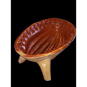 19th Century Souffleheim Earthenware Walnut Cake Mold 