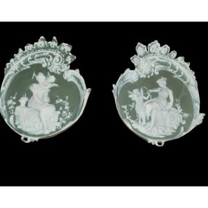 Paire De Plaque Murale En Porcelaine Wedgwood