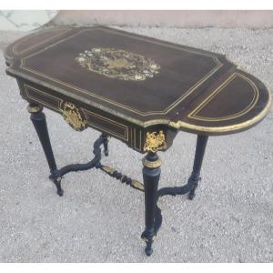 Napoleon III Table With Musical Instrument Decor And Very Richly Decorated With Bronze