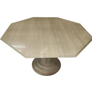 Roche Bobois 80s Dining Table Wooden Legs Bolster Top