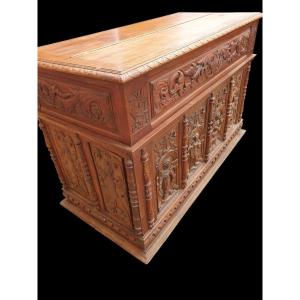 Highly Carved Counter From The Late 19th Century Serving As A Reception Counter In A Relais Château 