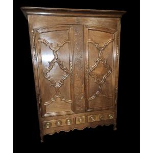 Armoire Lorraine En Chêne 19ème  Dite Vallée De La Seille 