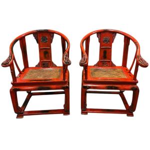 Pair Of Qing Dynasty Armchairs