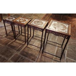 Suite De 4 Tables Gigogne Chinoise Vers 1900 