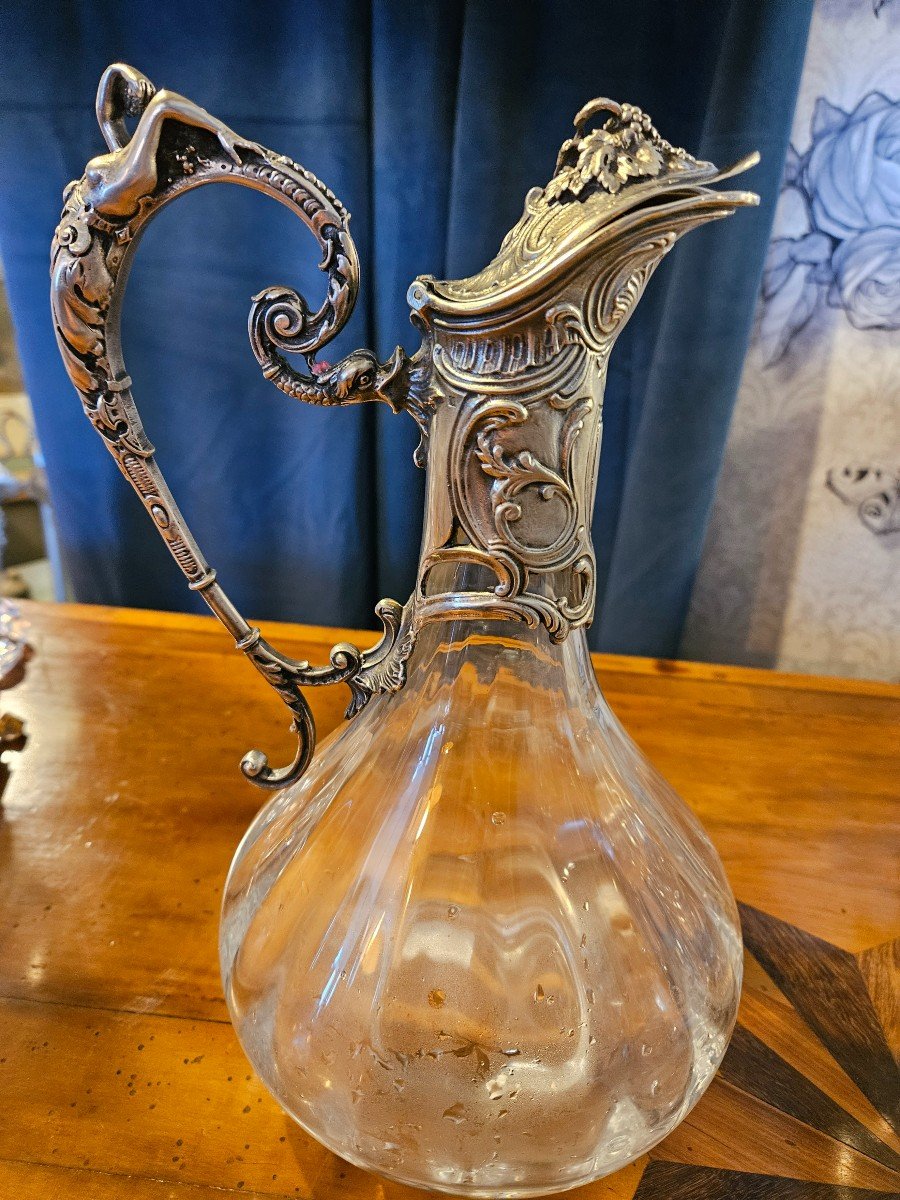 Ewer In Crystal And Silver Metal