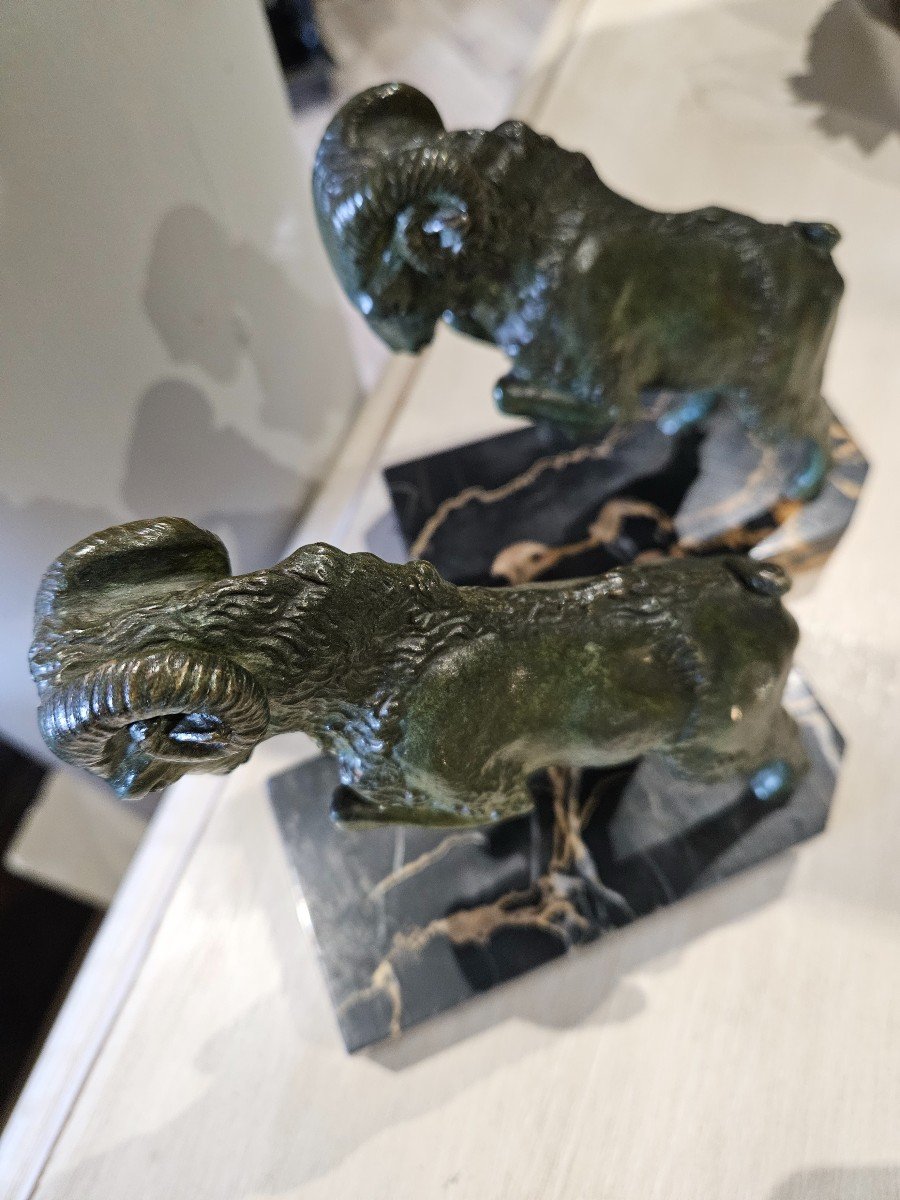 Art Deco Bronze Ibexes Bookends-photo-1