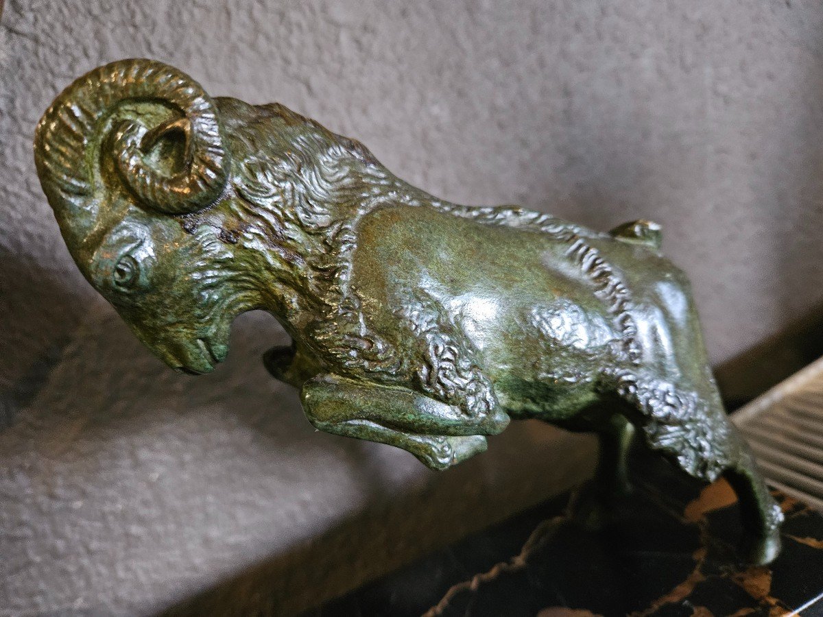 Art Deco Bronze Ibexes Bookends-photo-3