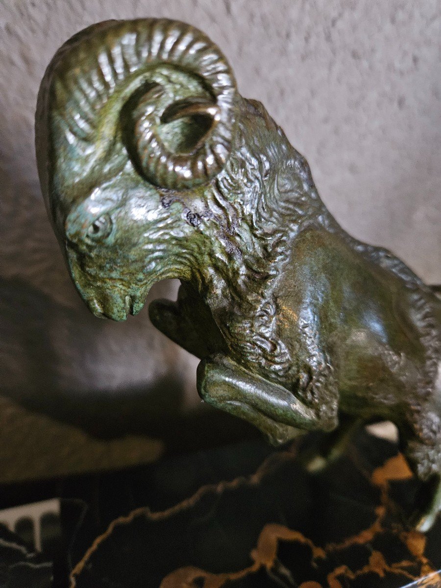 Art Deco Bronze Ibexes Bookends-photo-5